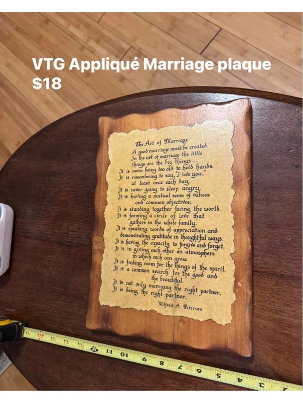 Marriage plaque